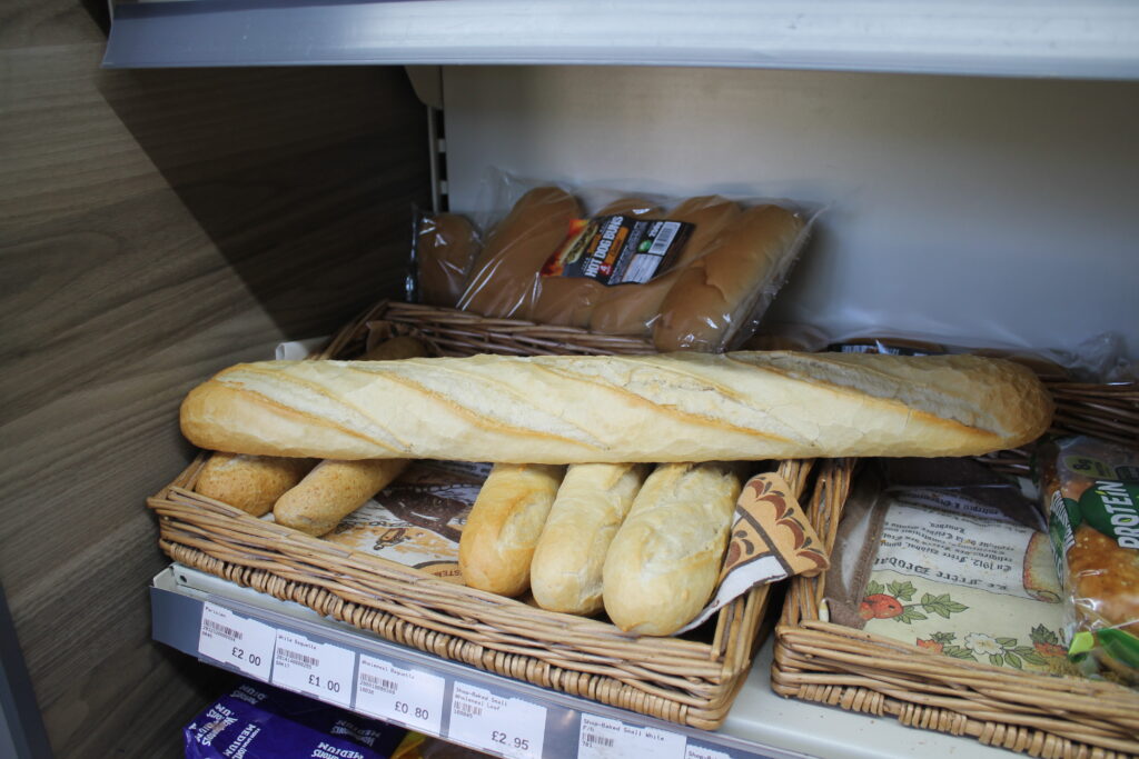 Bread on the baked goods shelf